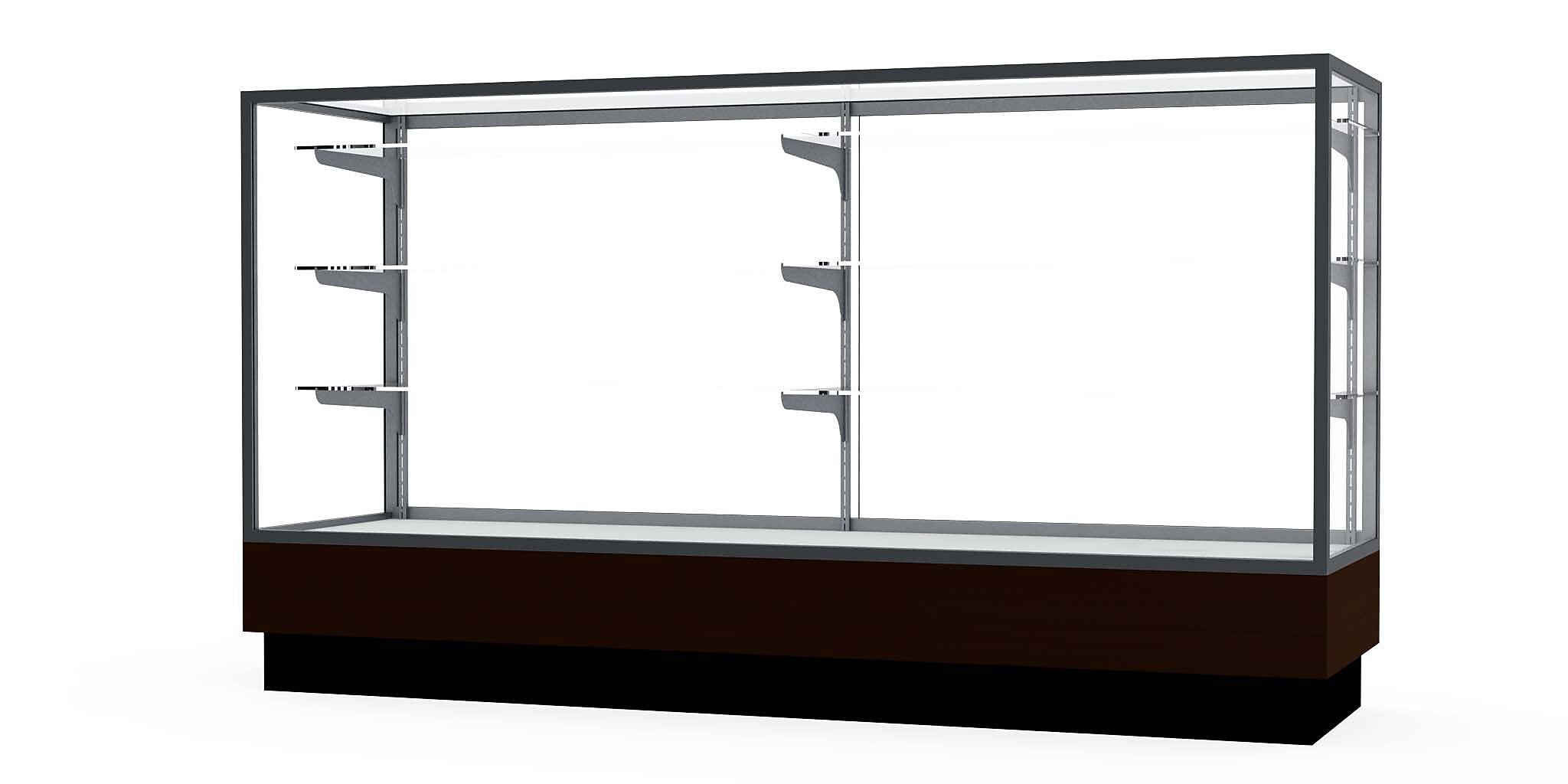 Ghent Merchandiser 72"W x 40"H x 20"D Counter Case, Satin Finish, Walnut Base