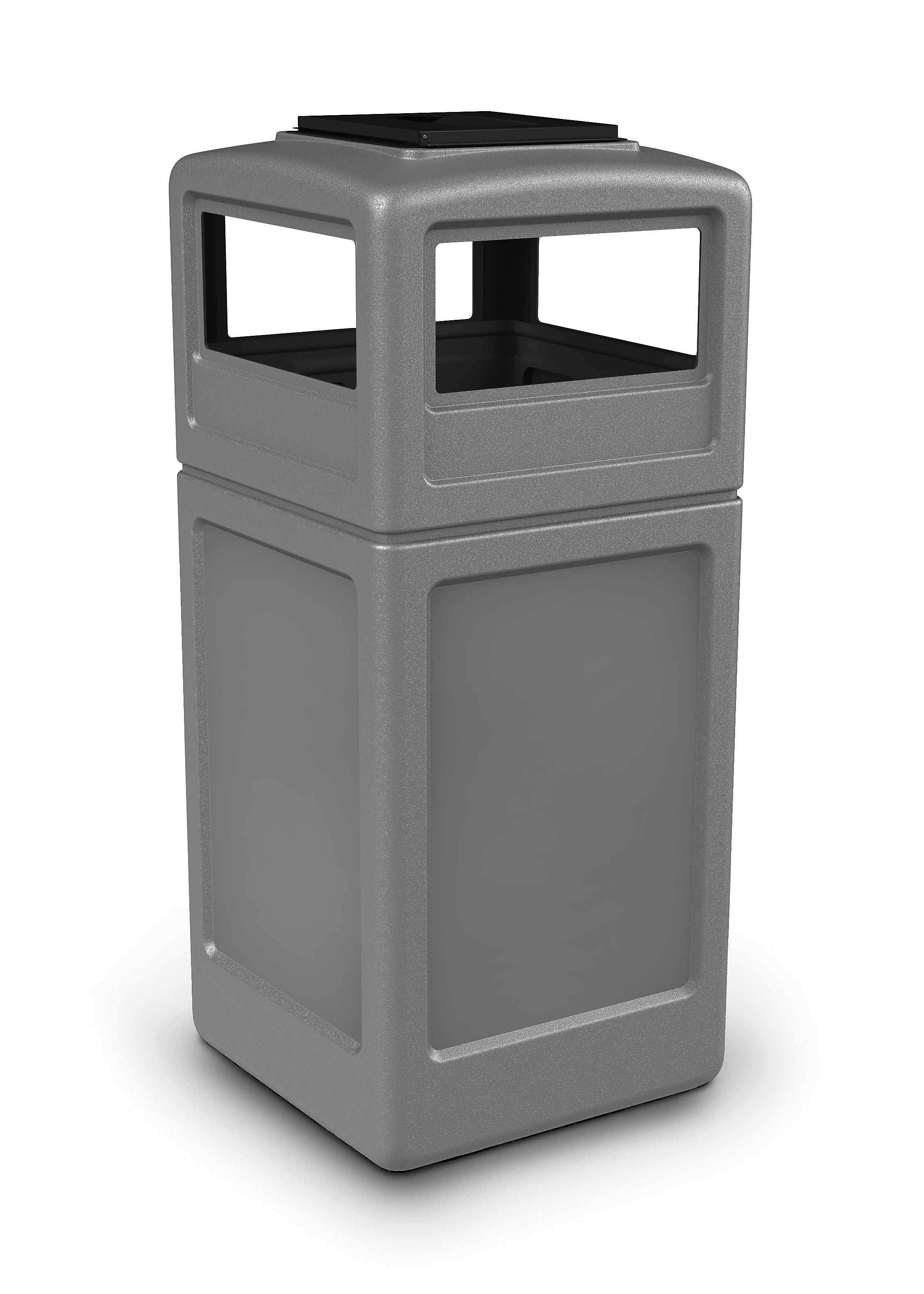 Commercial Zone Products PolyTec Series Square Trash Can with Ashtray Dome Lid, Gray, 42 Gal. (73300399)