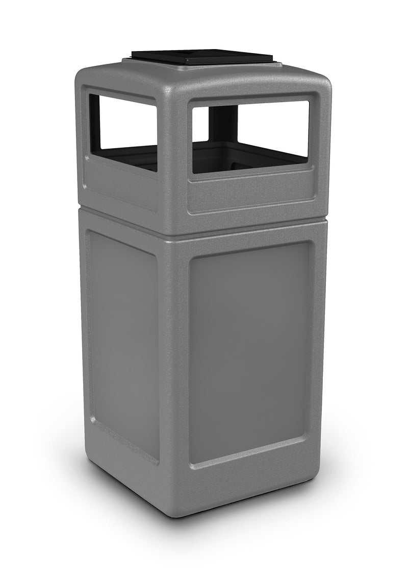 Commercial Zone Products PolyTec Series Square Trash Can with Ashtray Dome Lid, Gray, 42 Gal. (73300399)