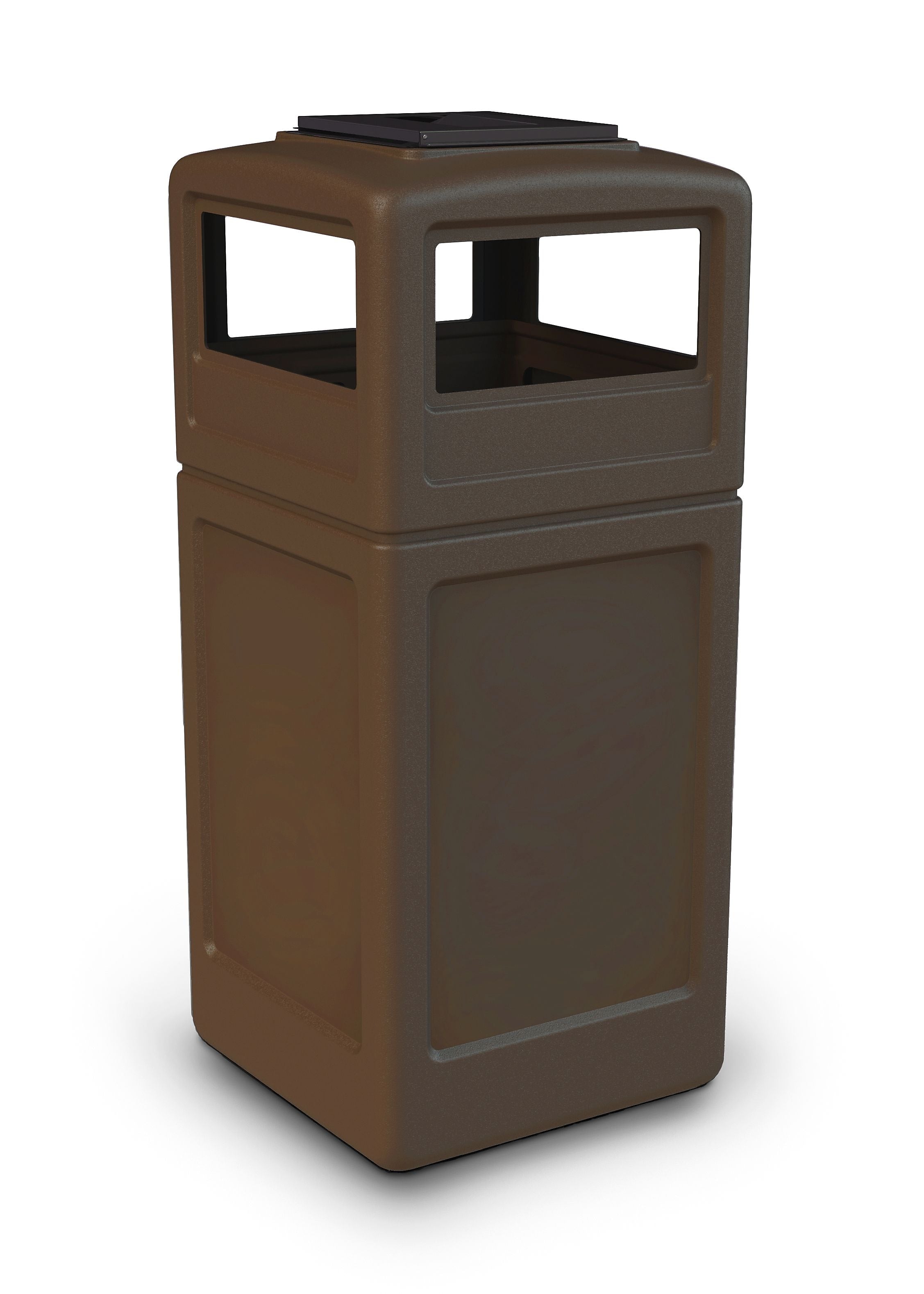 Commercial Zone Products® PolyTec Series 42gal Square Trash Can with Ashtray Dome Lid, Brown (73303799)