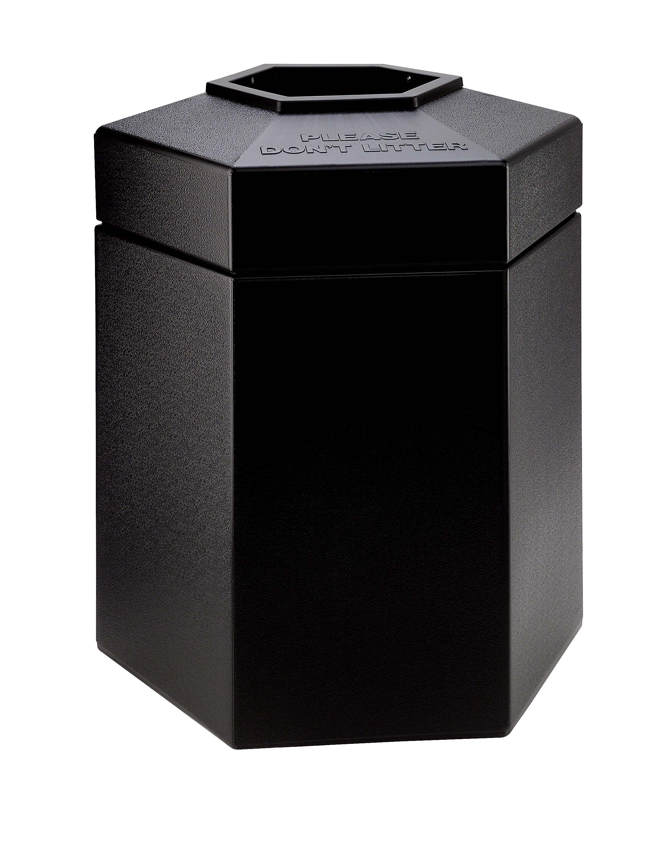 Commercial Zone Products® PolyTec Series 45gal Hex Trash Can, Black (737201)