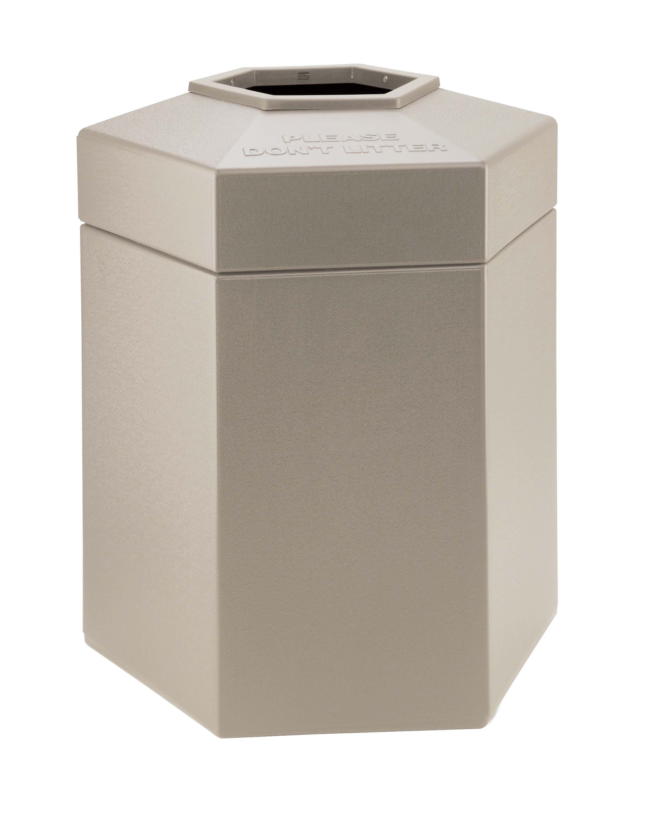Commercial Zone Products® PolyTec Series 45gal Hex Waste Container, Beige (737202)