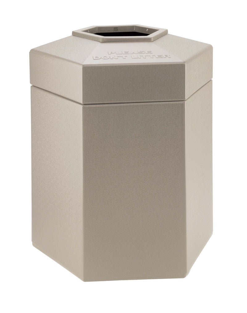 Commercial Zone Products® PolyTec Series 45gal Hex Waste Container, Beige (737202)