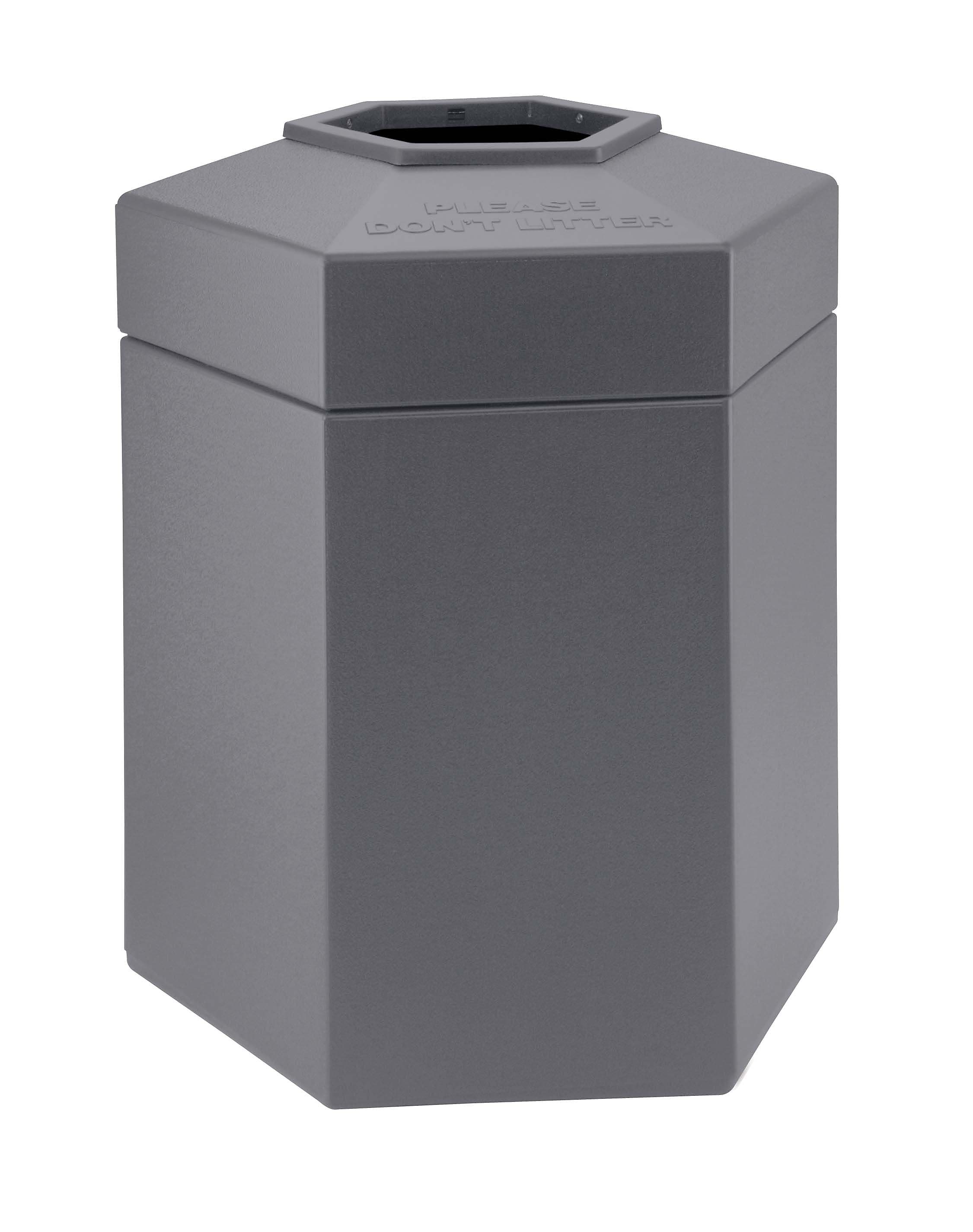 Commercial Zone Products® PolyTec Series 45gal Hex Waste Container, Gray (737203)