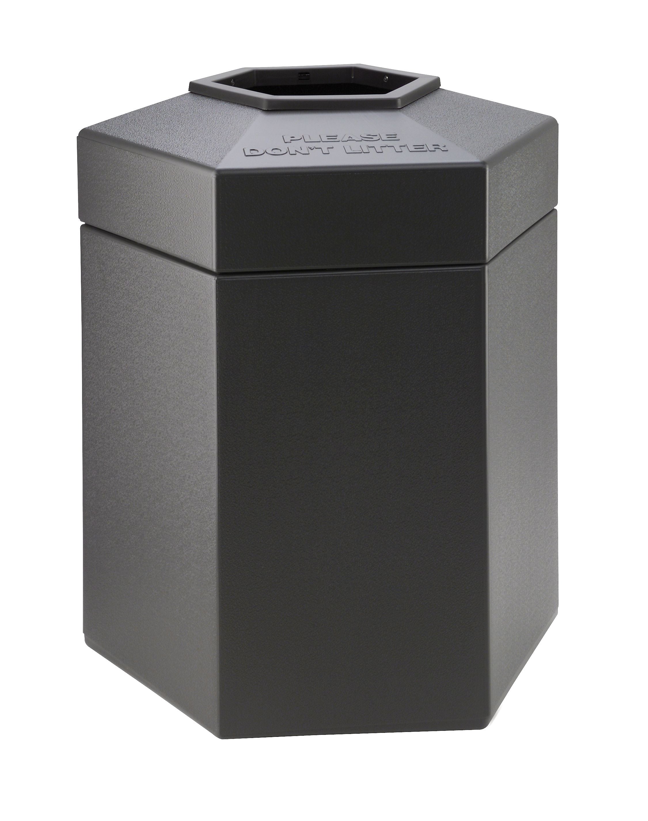 Commercial Zone Products PolyTec Series Hexagon Trash Can, Charcoal, 45 Gal. (737224)