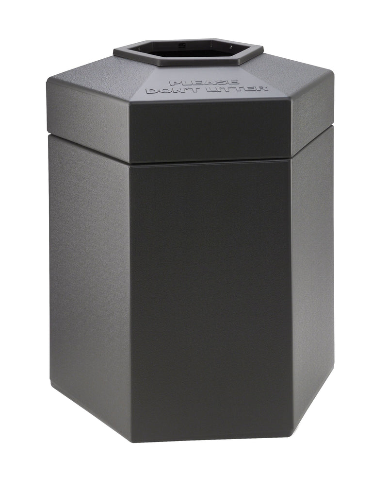 Commercial Zone Products PolyTec Series Hexagon Trash Can, Charcoal, 45 Gal. (737224)