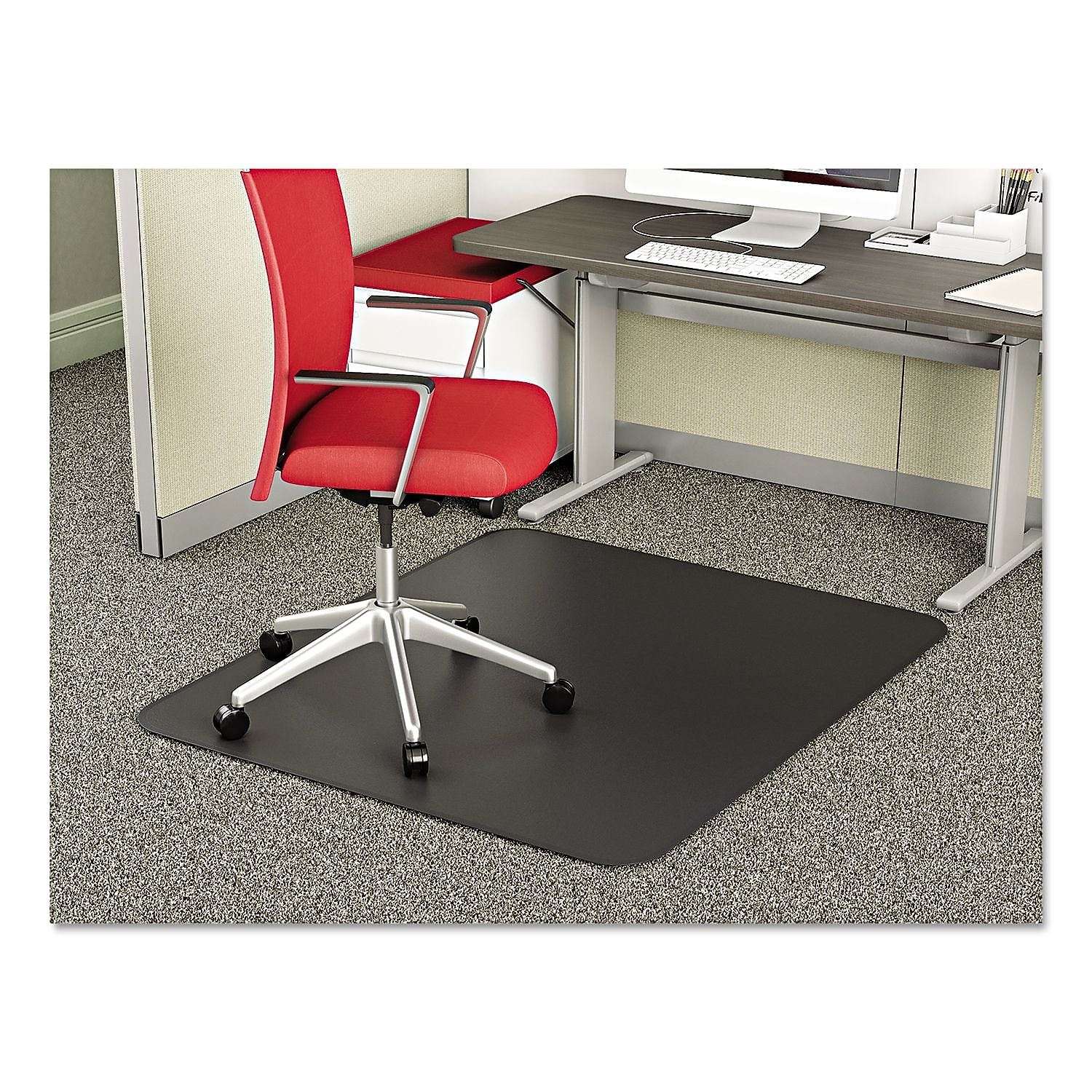 Deflect-O SuperMat Carpet Chair Mat, 36" x 48'', Medium-Pile, Black (DEFCM14142BLK)