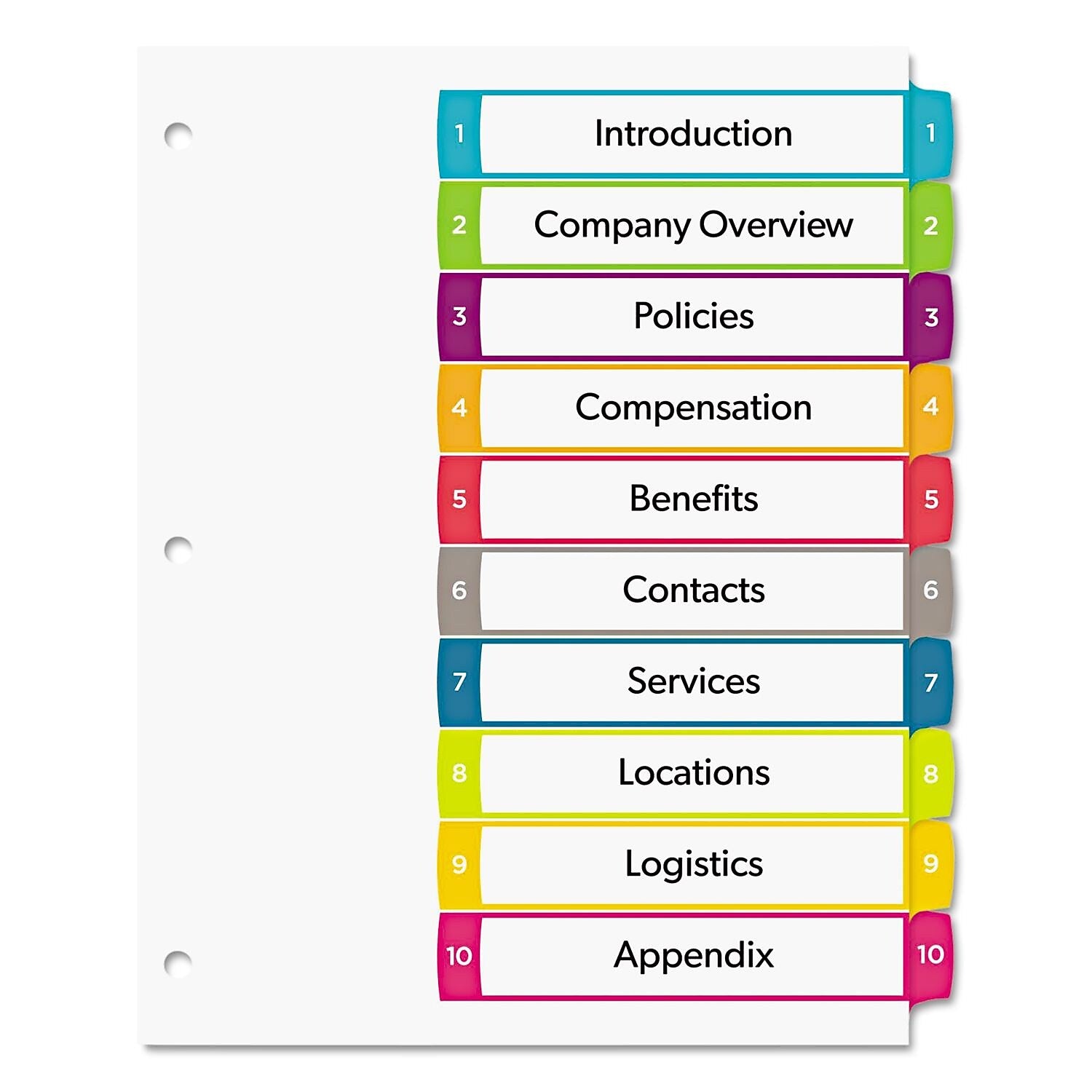 Avery Ready Index Table Of Contents Dividers, Multicolor Tabs, 1-10, Letter