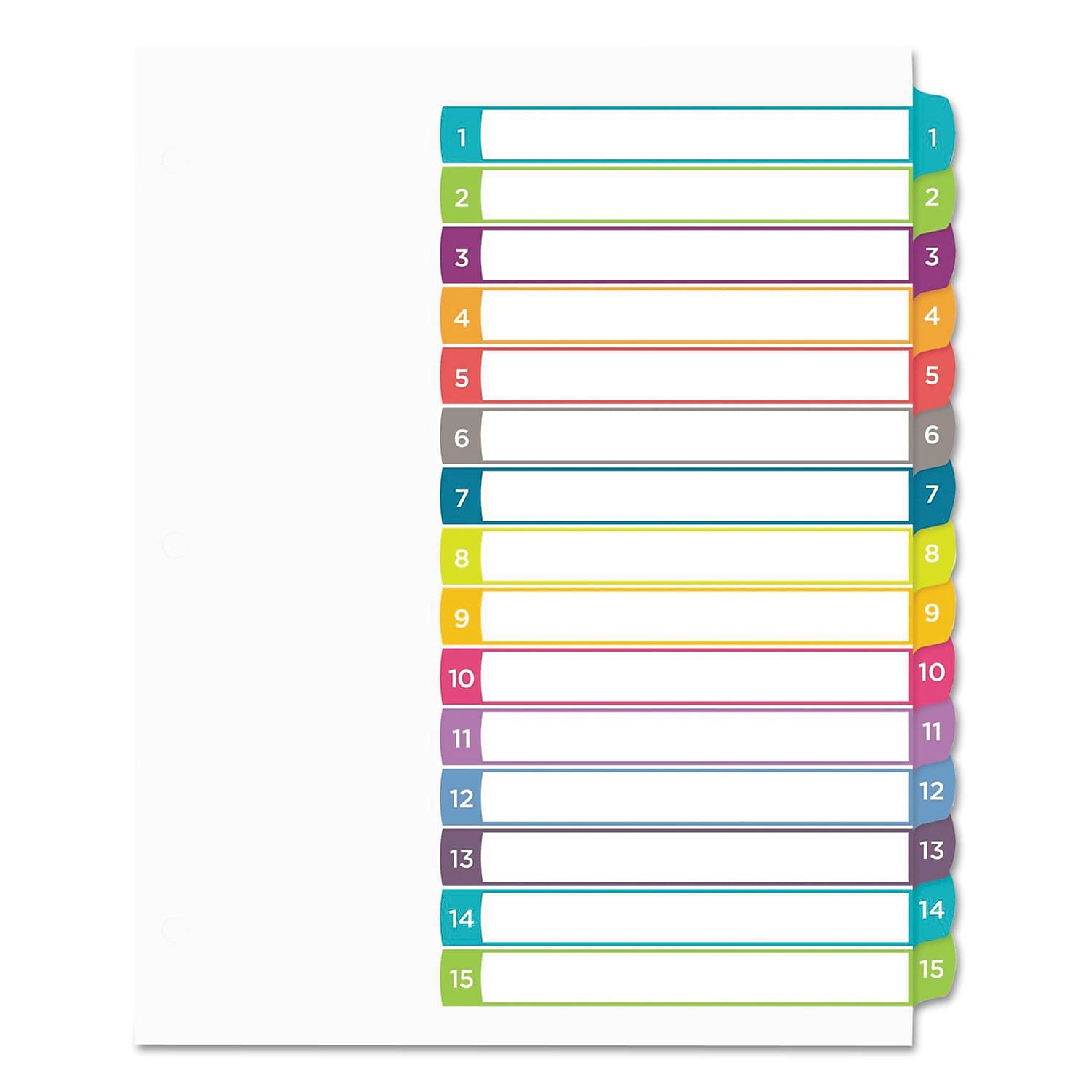 Avery Ready Index Table Of Contents Dividers, Multicolor Tabs, 1-15, Letter