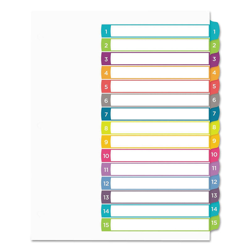 Avery Ready Index Table Of Contents Dividers, Multicolor Tabs, 1-15, Letter