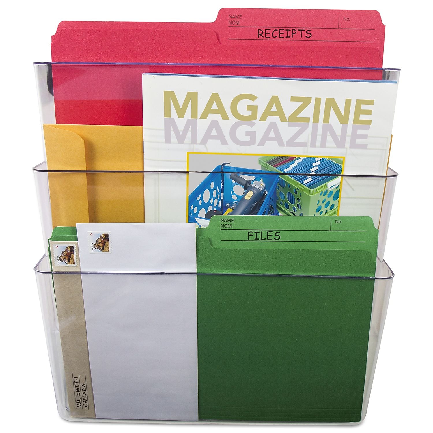 Storex Wall File, Letter, 13 x 14, Clear 3/SET (STX70245U06C)