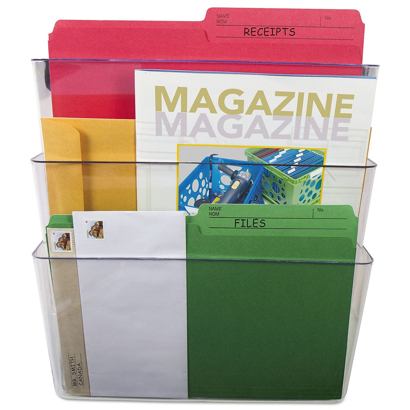 Storex Wall File, Letter, 13 x 14, Clear 3/SET (STX70245U06C)