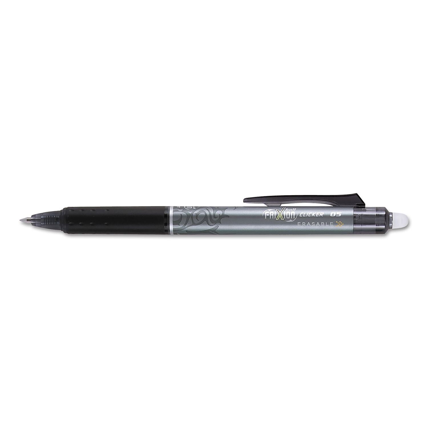 Pilot Frixion Clicker Erasable Gel Ink Retractable Pen, Black Ink, .5mm, Dozen