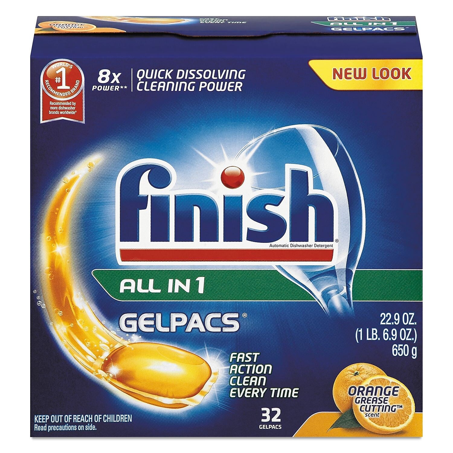 Finish Dishwasher Detergent Pacs, Orange, 32 Pacs, 8/Carton (RAC81053CT)