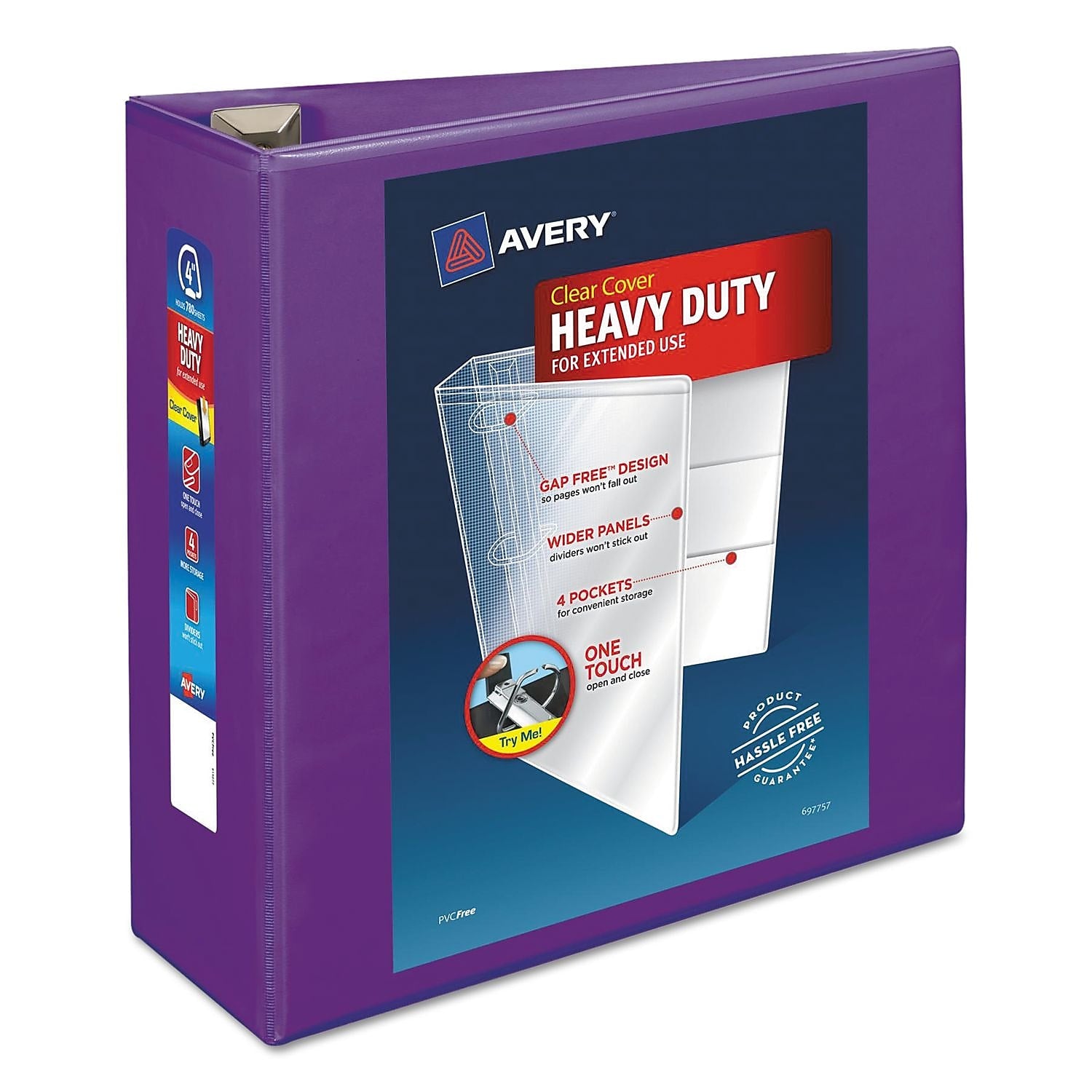 Avery Heavy-Duty View Binder W/locking Ezd Rings, 4" Cap, Purple