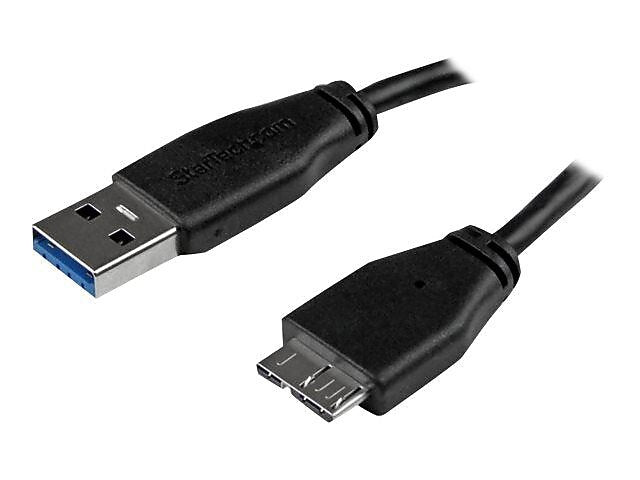 StarTech Slim SuperSpeed 1.6' M/M USB 3.0 A To Micro B Cable, Black