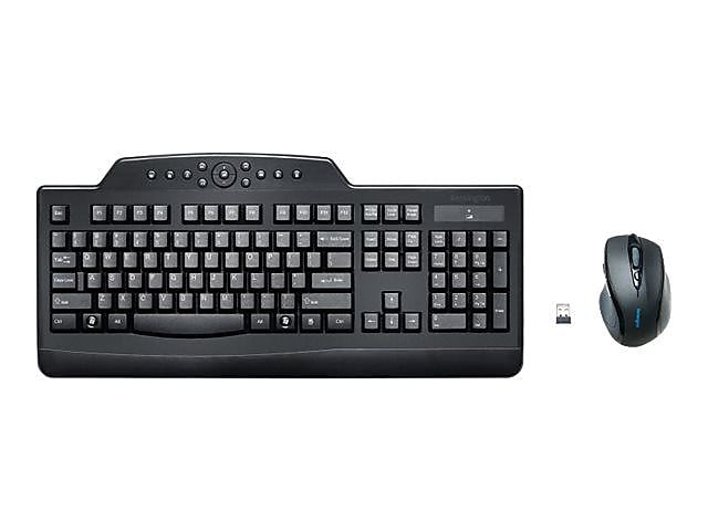 Kensington Pro Fit Wireless Media Desktop Set Ergonomic Keyboard and Mouse Combo, Black (K72408US)