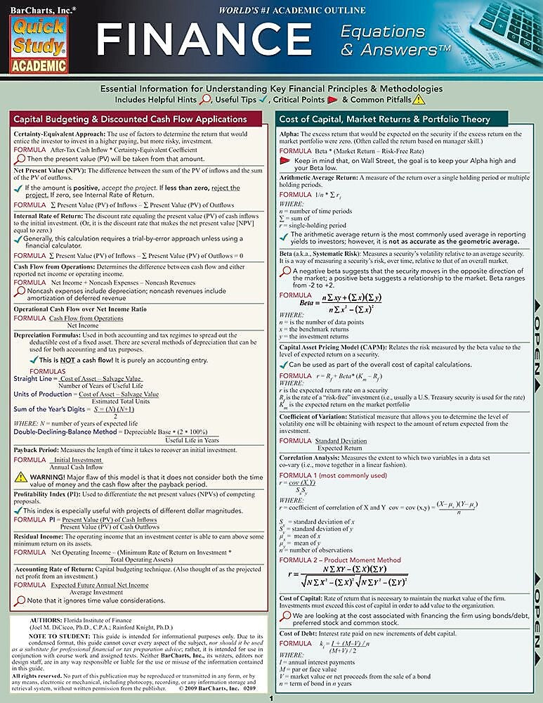BarCharts, Inc. QuickStudy® Business & Math Formulas Reference Set (9781423231417)