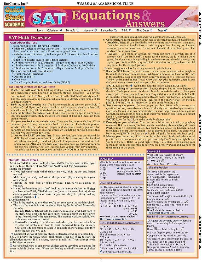 BarCharts, Inc. QuickStudy® SAT Reference Set (9781423230328)