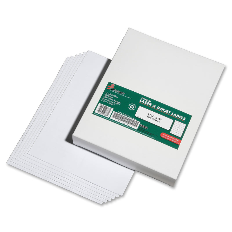 SKILCRAFT Laser Inkjet 1, 1/3x4 Address Labels, 1.33" Width x 4" Length, Rectangle, Laser, Inkjet, Bright White, 3500 / Box