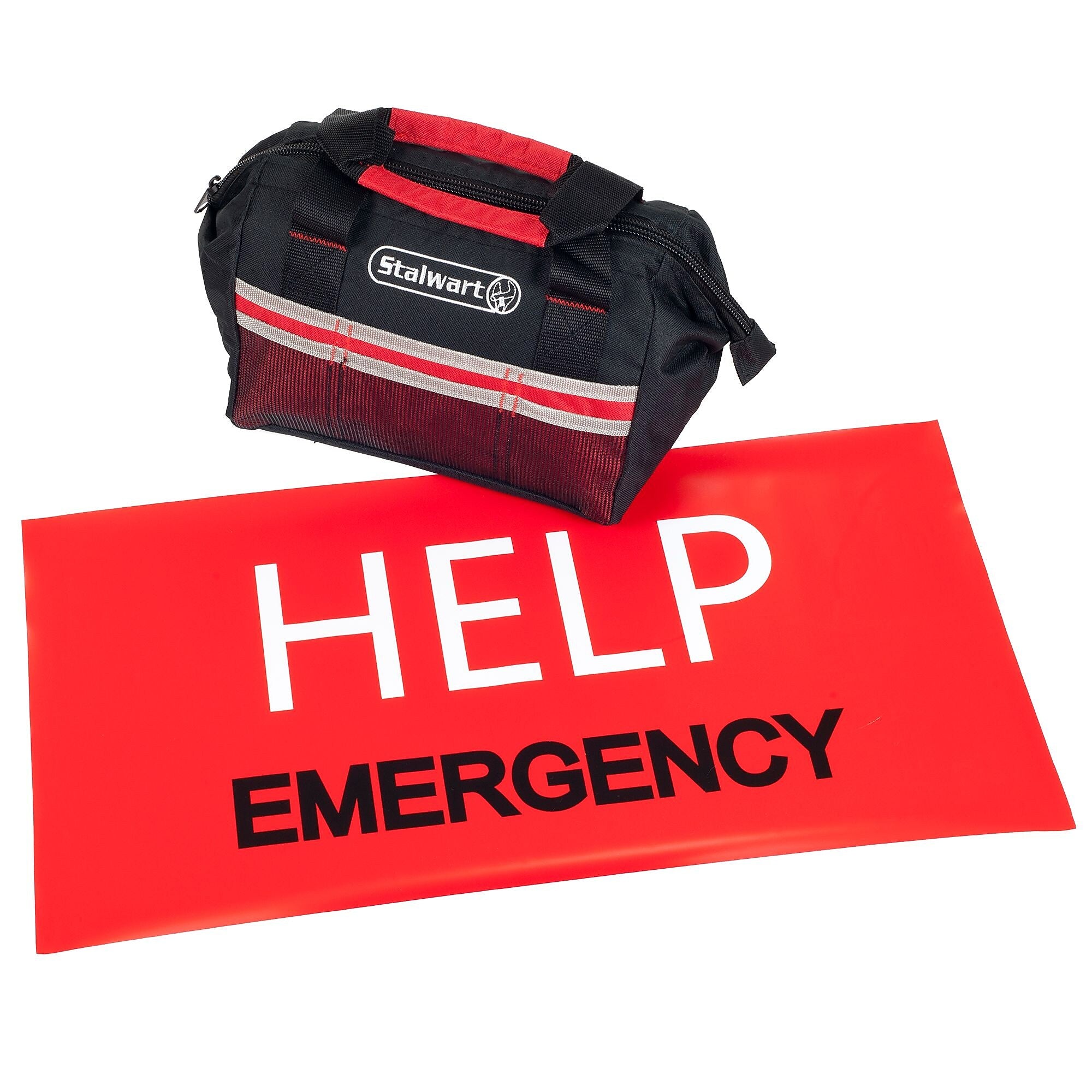 Stalwart 55 Pc Emergency Roadside Kit with Travel Bag - Red