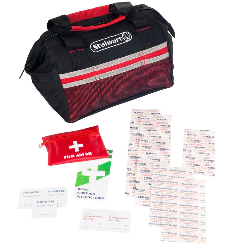 Stalwart 55 Pc Emergency Roadside Kit with Travel Bag - Red