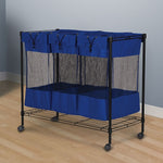 Household Essentials 3-Section Rolling Laundry Sorter, Nylon, Black (7119)