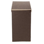 Household Essentials Collapsible Double Hamper with Lid, Poly, Dark Coffee Linen (5614)