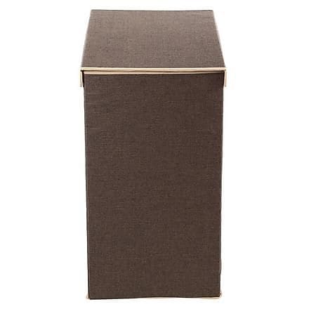 Household Essentials Collapsible Double Hamper with Lid, Poly, Dark Coffee Linen (5614)