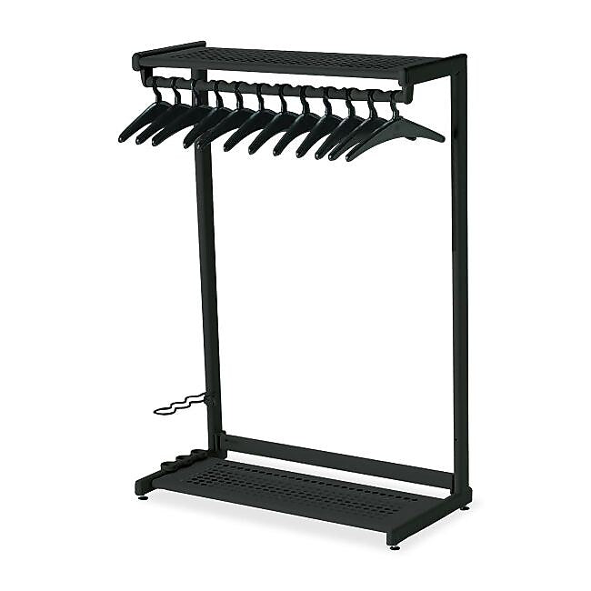 Quartet® Two-Shelf Garment Rack, Freestanding, Black, 12 Hangers Included, 48"W x 61.5"H