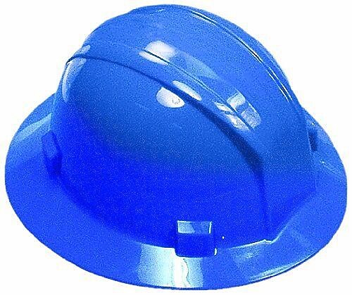 Mutual Industries Ratchet Suspension Full Brim Hard Hat, Blue (50210-25)