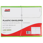 JAM Paper Standard Plastic Document File, 1 Pocket, Letter, Lime Green (218E25LI)