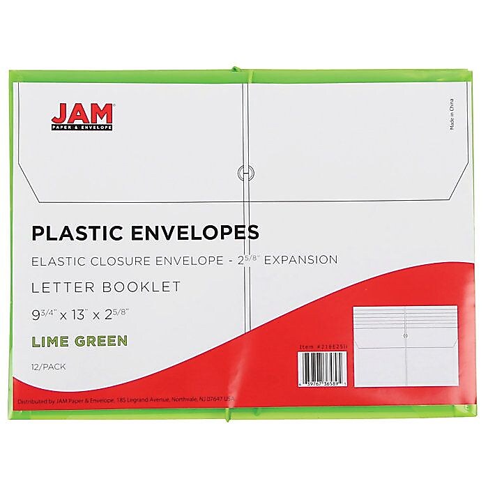 JAM Paper Standard Plastic Document File, 1 Pocket, Letter, Lime Green (218E25LI)