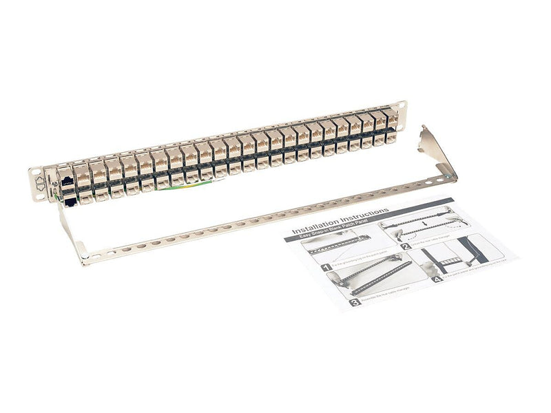 Tripp Lite 48 Port Rack-Mount STP Shielded Cat6a Feedthrough Network Patch Panel, 19", Manila (N254-048-SH-6A)