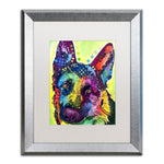 Trademark Fine Art ''German Shepherd'' by Dean Russo 16" x 20" White Matted Silver Frame (ALI0238-S1620MF)