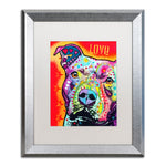 Trademark Fine Art ''Thoughtful Pitbull'' by Dean Russo 16" x 20" White Matted Silver Frame (ALI0246-S1620MF)