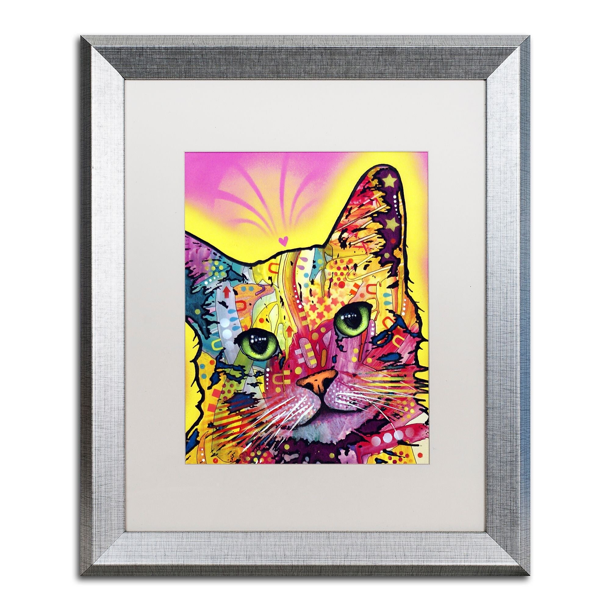 Trademark Fine Art ''Tilt Cat'' by Dean Russo 16" x 20" White Matted Silver Frame (ALI0247-S1620MF)