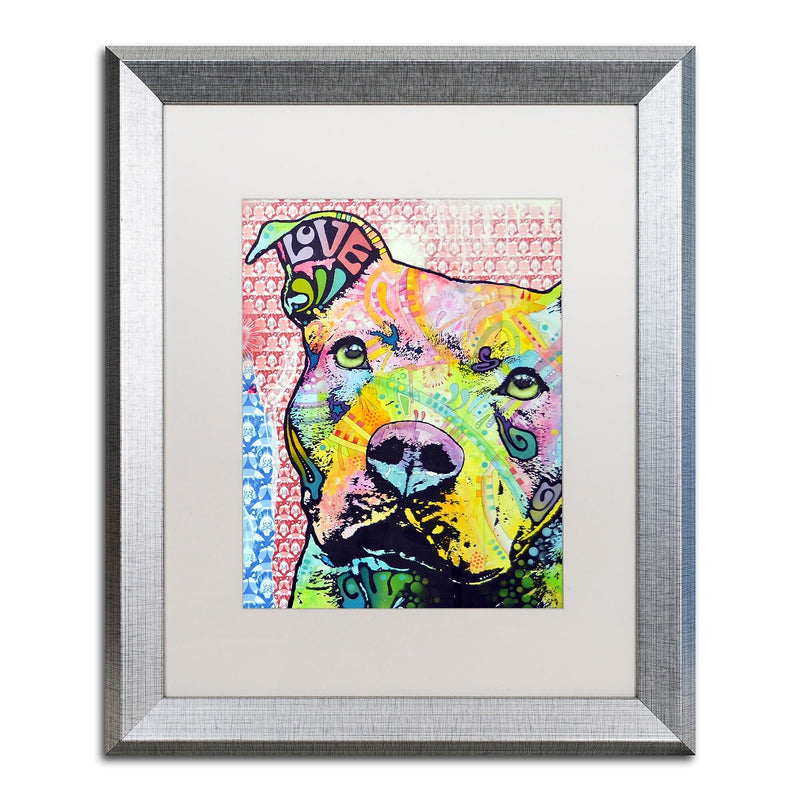 Trademark Fine Art ''Thouthful Pittbull II'' by Dean Russo 16" x 20" White Matted Silver Frame (ALI0261-S1620MF)