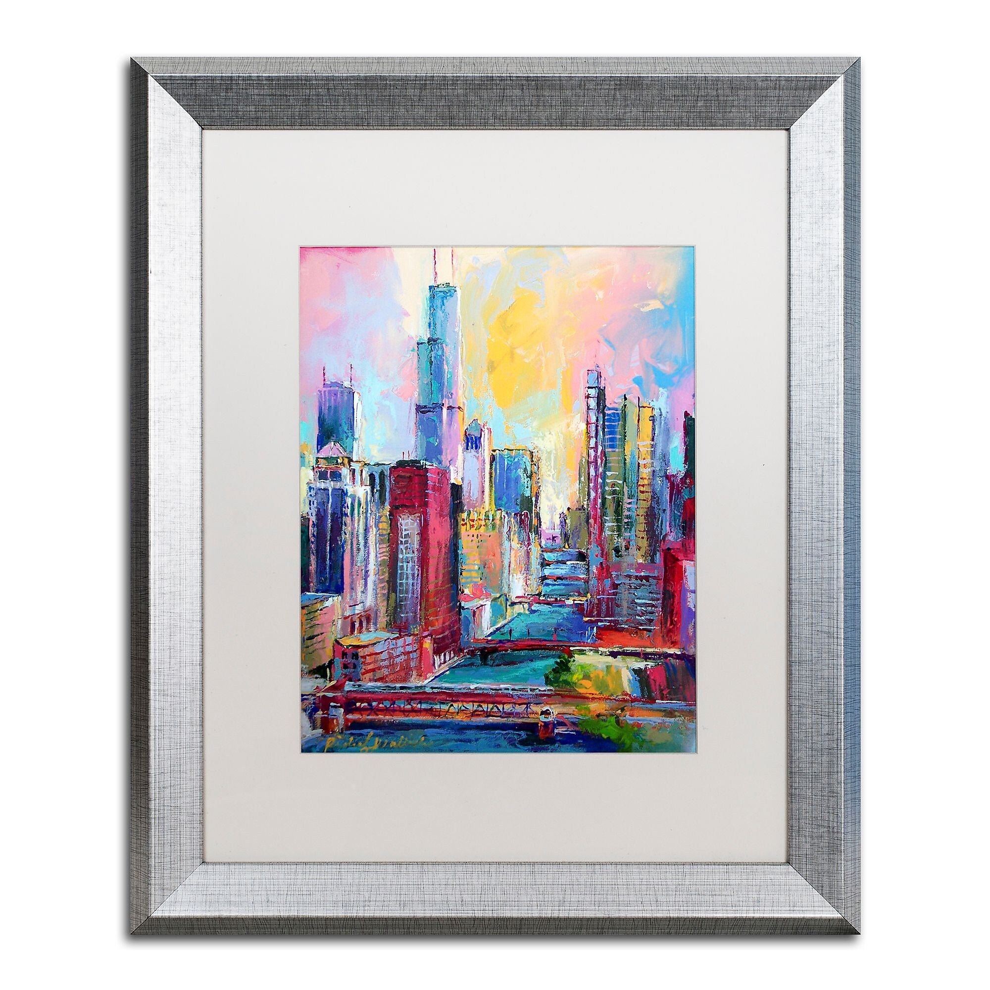 Trademark Fine Art ''Chicago 3'' by Richard Wallich 16" x 20" White Matted Silver Frame (ALI0331-S1620MF)