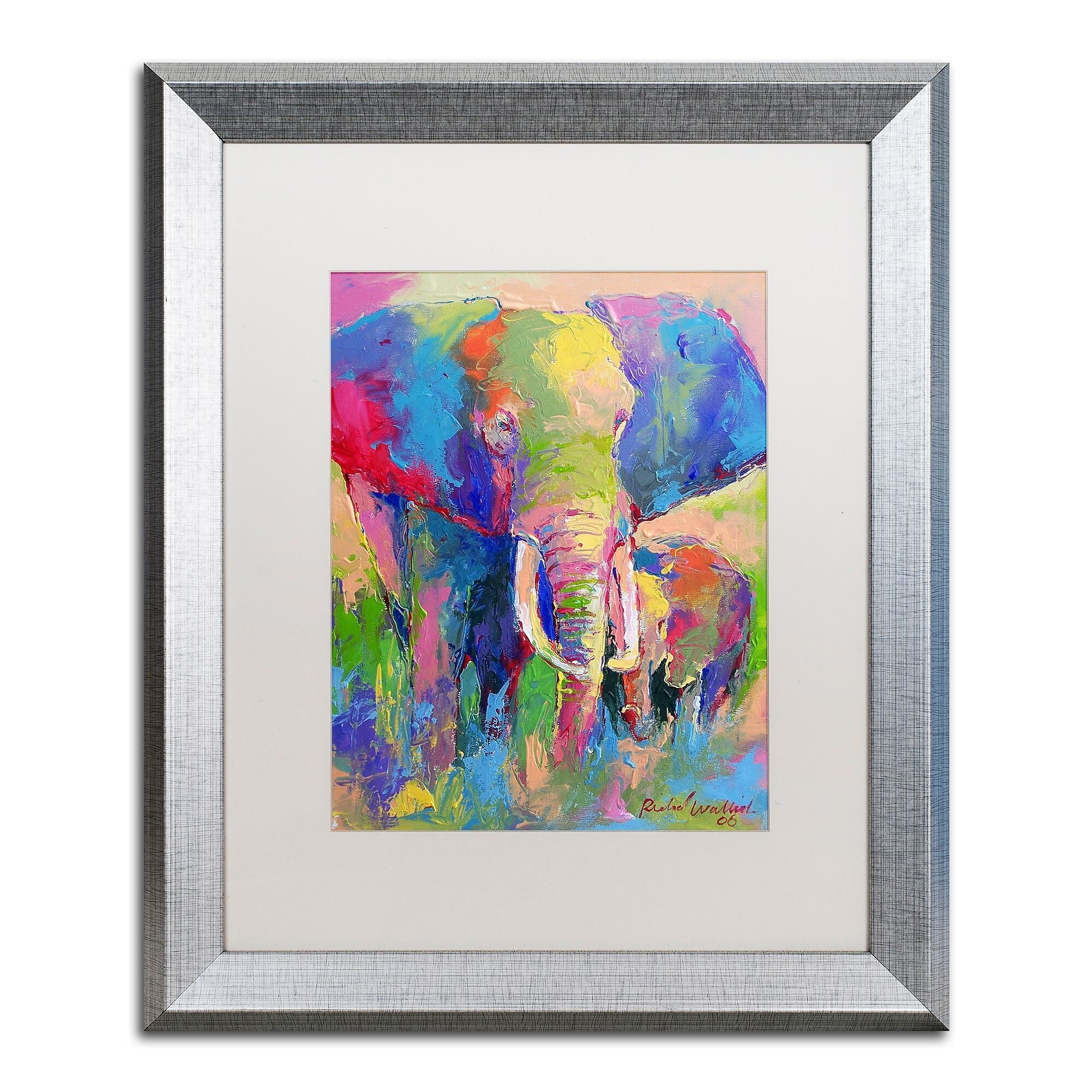 Trademark Fine Art ''Elephant 1'' by Richard Wallich 16" x 20" White Matted Silver Frame (ALI0338-S1620MF)
