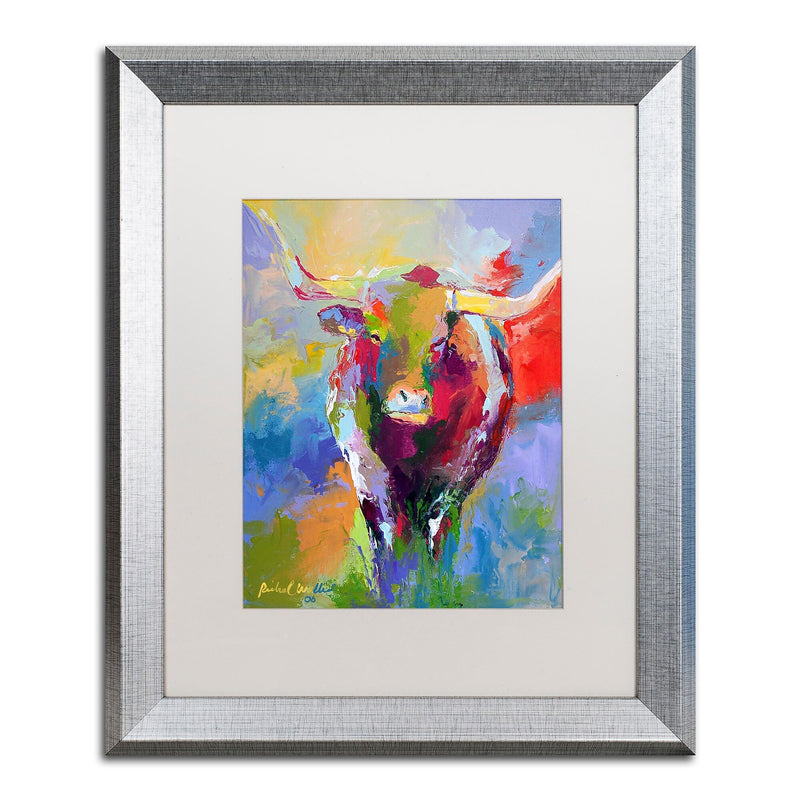 Trademark Fine Art ''Longhorn'' by Richard Wallich 16" x 20" White Matted Silver Frame (ALI0348-S1620MF)