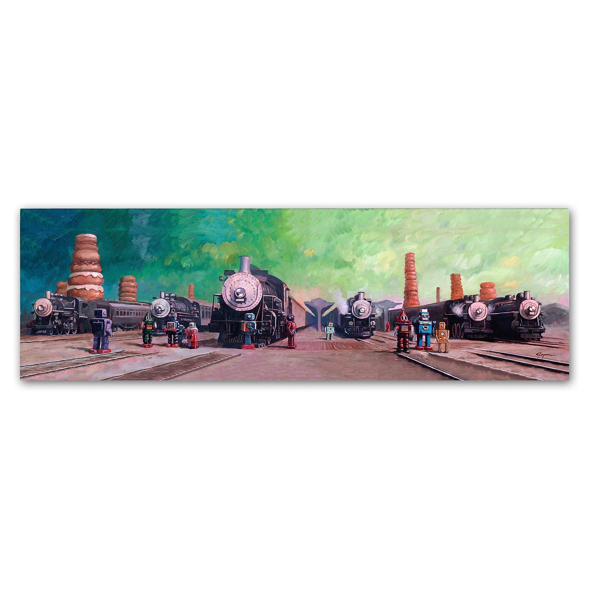 Trademark Fine Art ''Trainyard'' by Eric Joyner 6" x 19" Canvas Art (ALI1045-C619GG)