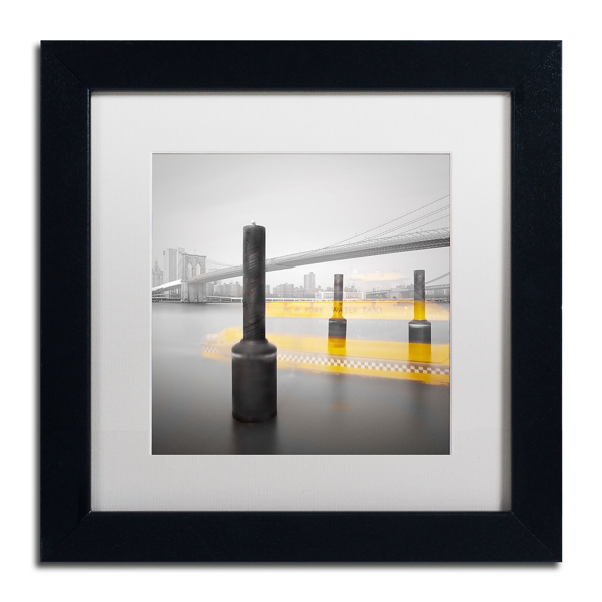 Trademark Fine Art ''New York Water Taxi'' by Moises Levy 11" x 11" White Matted Black Frame (ALI1054-B1111MF)
