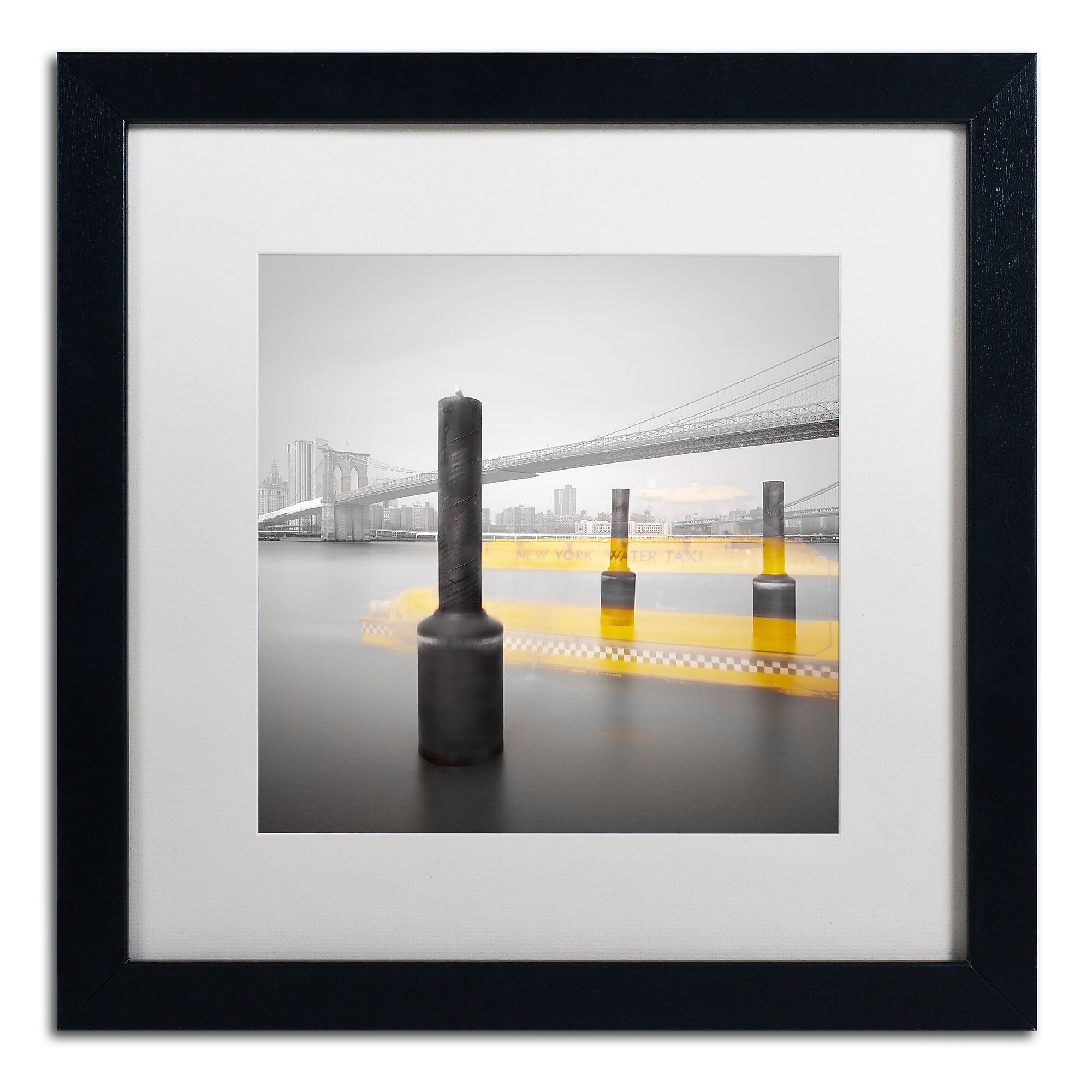 Trademark Fine Art ''New York Water Taxi'' by Moises Levy 16" x 16" White Matted Black Frame (ALI1054-B1616MF)