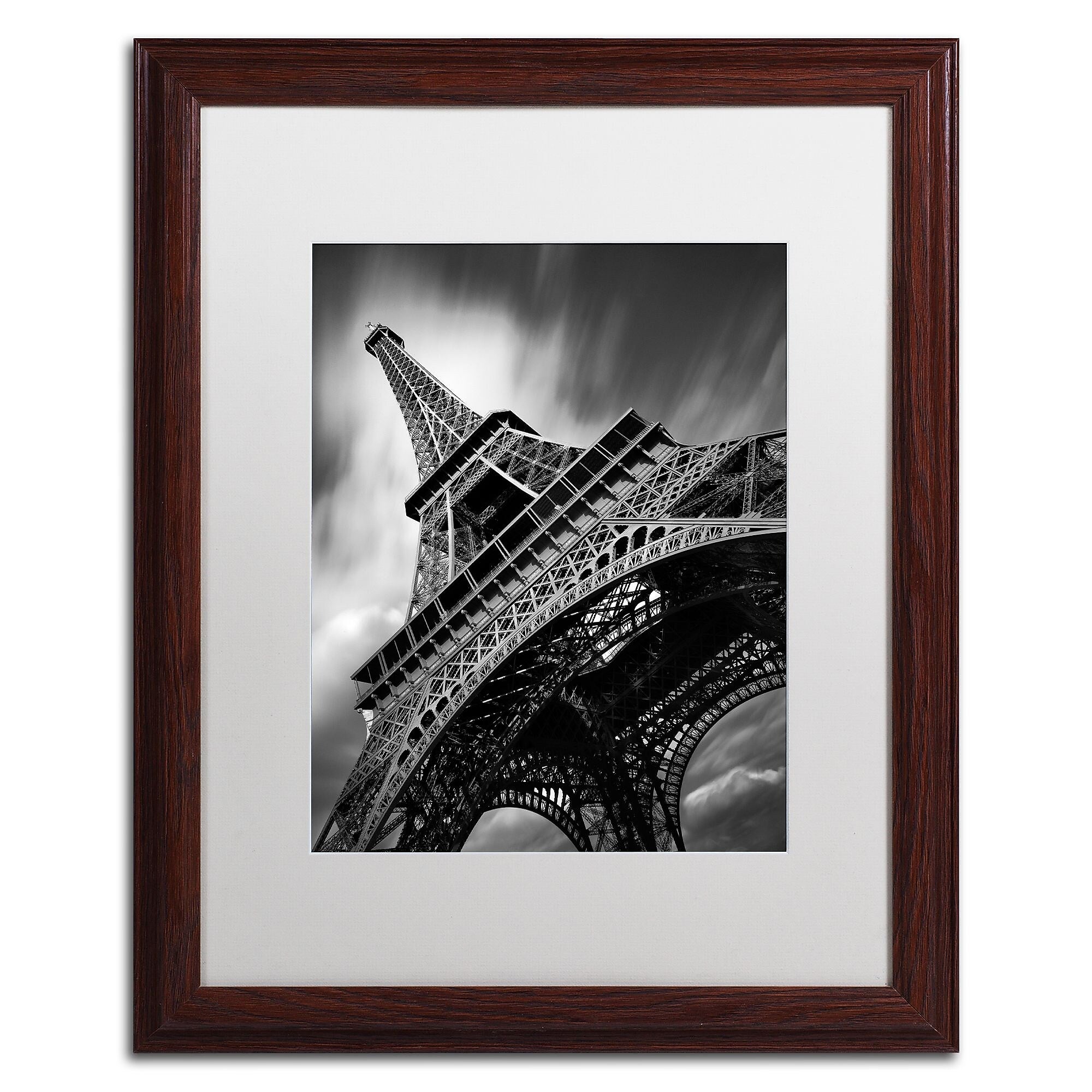 Trademark Fine Art ''Eiffel Tower Study II'' by Moises Levy 16" x 20" White Matted Wood Frame (ALI1056-W1620MF)