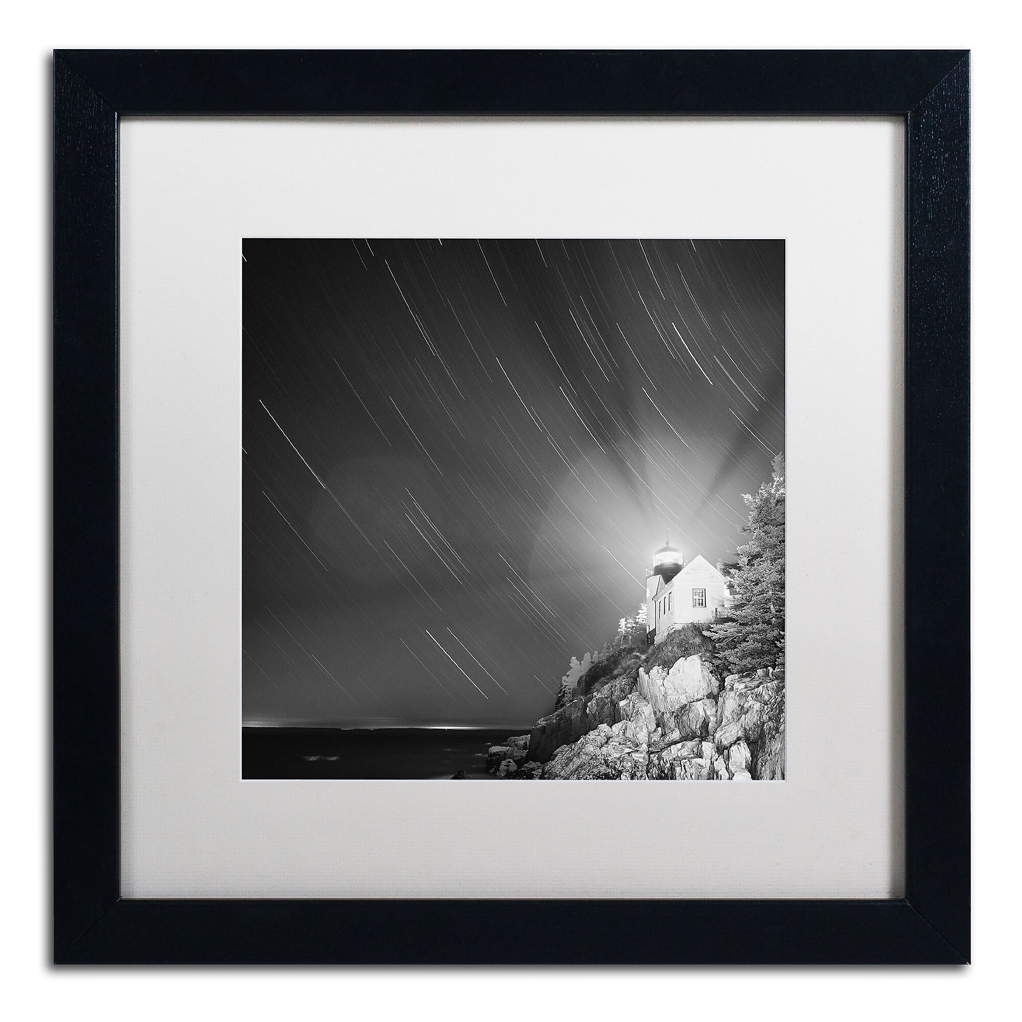 Trademark Fine Art ''Bass Harbor Sky'' by Moises Levy 16" x 16" White Matted Black Frame (ALI1064-B1616MF)