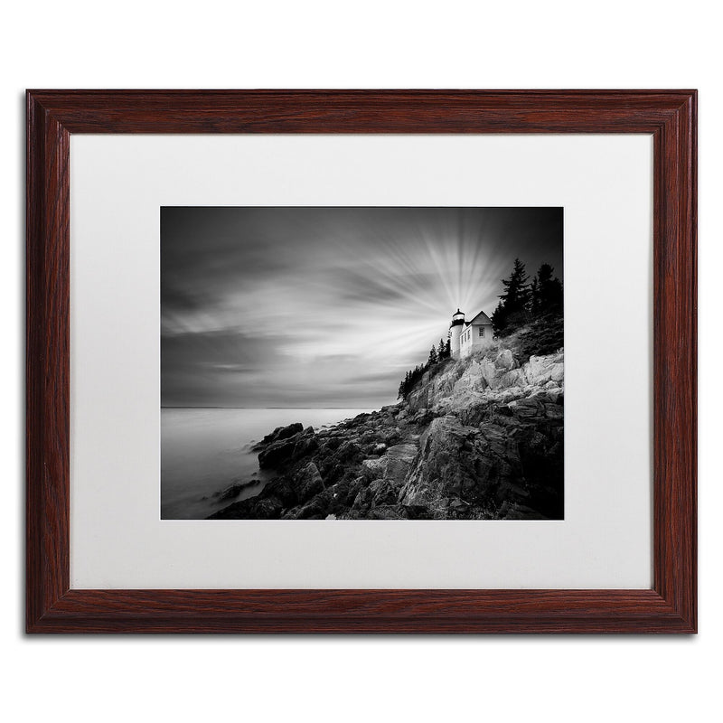 Trademark Fine Art ''Bass Harbor Lighthouse'' by Moises Levy 16" x 20" White Matted Wood Frame (ALI1065-W1620MF)