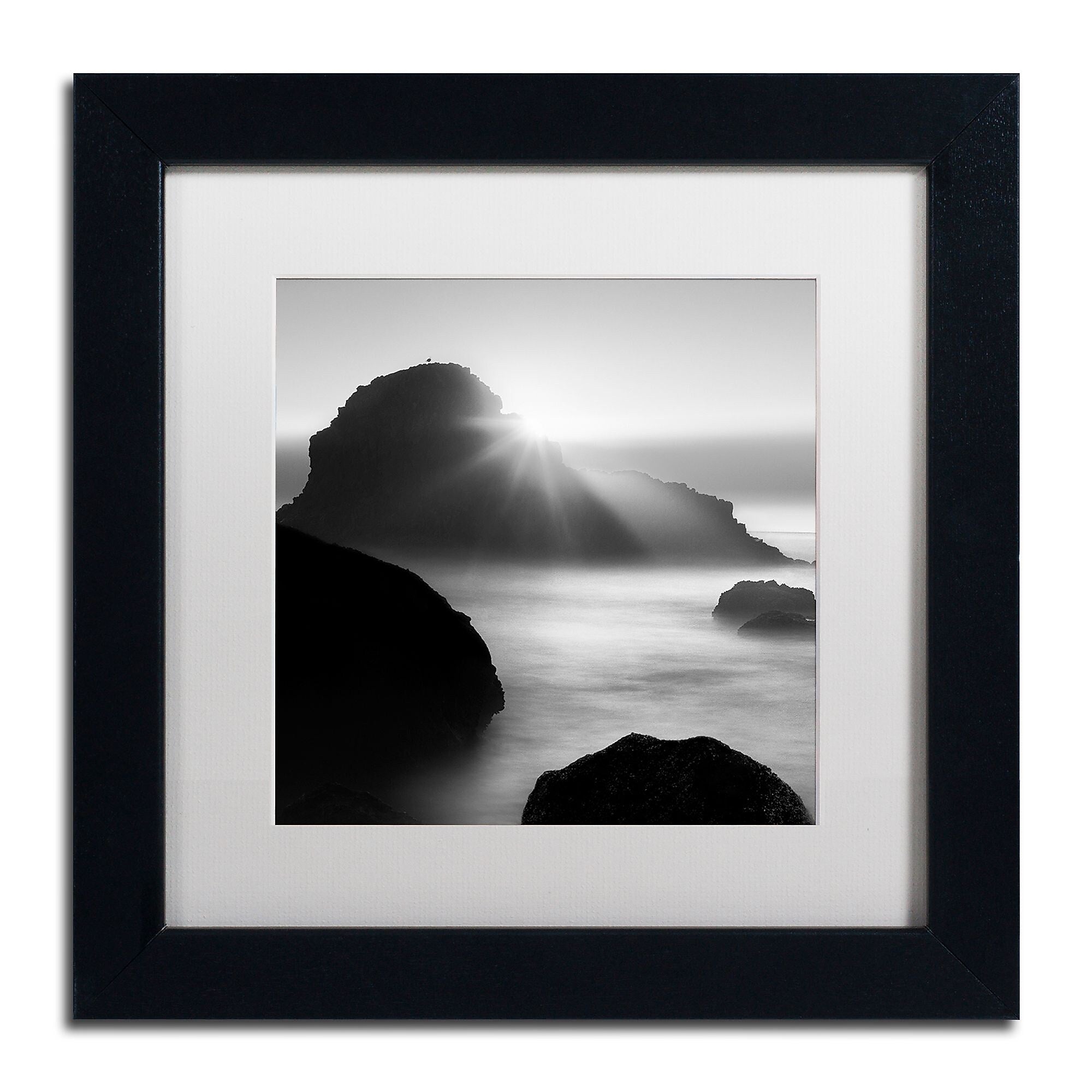 Trademark Fine Art ''Long Sunset at Indian Beach'' by Moises Levy 11" x 11" White Matted Black Frame (ALI1067-B1111MF)