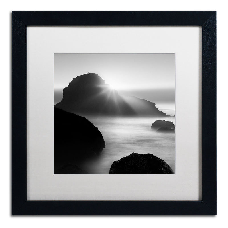 Trademark Fine Art ''Long Sunset at Indian Beach'' by Moises Levy 16" x 16" White Matted Black Frame (ALI1067-B1616MF)
