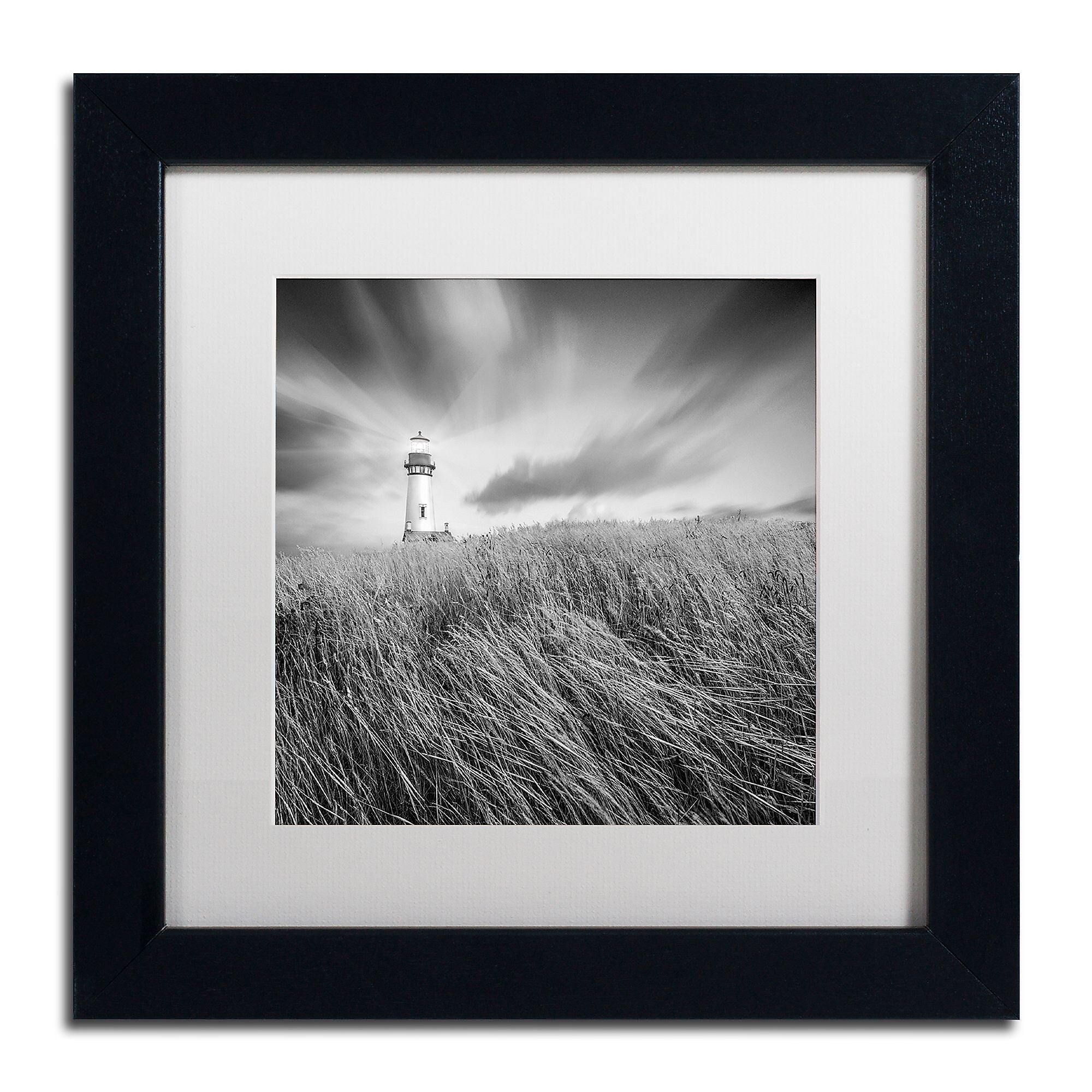 Trademark Fine Art ''Yaquina Lighthouse III'' by Moises Levy 11" x 11" White Matted Black Frame (ALI1070-B1111MF)